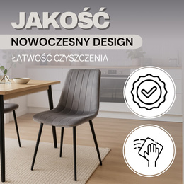 Krzesła welurowe Tedi 4 szt. do kuchni salonu jadalni loft szare