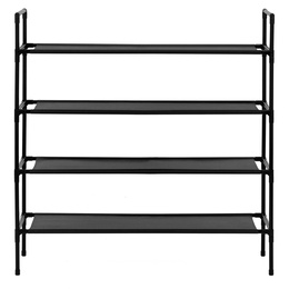 Regał na buty 4 poziomy szafka metalowa z półkami na obuwie 75x72x28 cm czarna