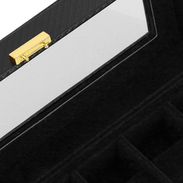 Szkatułka na zegarki 30x11x8 cm czarna ekoskóra organizer z 6 przegródkami