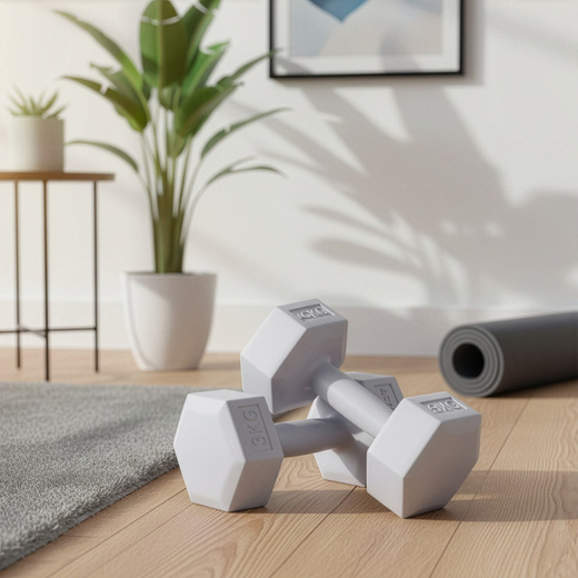 Ciężarki 2x3 kg hexagonalne do ćwiczeń fitness hantle zestaw 2 szt. szare