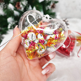 Bombki akrylowe 6cm serce plastikowe decoupage zestaw 2 szt.