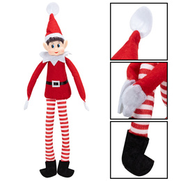 Skrzat świąteczny, dekoracja Boże Narodzenie 40 cm elf siedzący