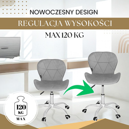 Fotel biurowy obrotowy krzesło na kółkach, do nauki, pracy przed komputerem szare
