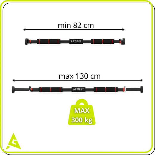 Drążek do podciągania 82-130 cm teleskopowy stalowy mocowany do futryny regulowany