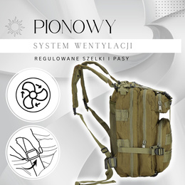 Plecak wojskowy, turystyczny 38 L zielony