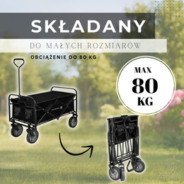 Wózek ogrodowy, turystyczny, plażowy składany 80 kg czarny