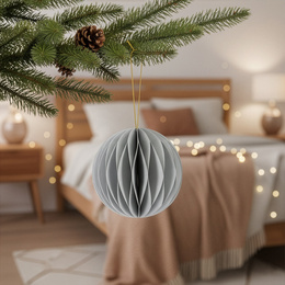 Papierowe bombki 6 szt. zawieszki choinkowe, ozdoby świąteczne 8 cm rozkładane, szary