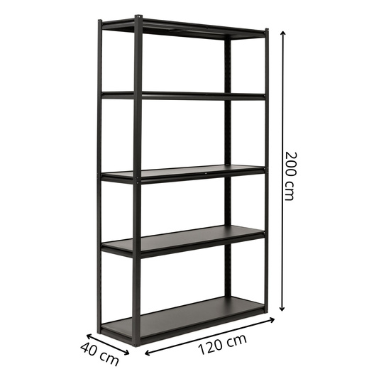 Regał magazynowy 200x120x40 cm 5 półek do przechowywania, garażu 750 kg metalowy