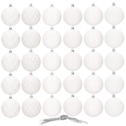 Bombki choinkowe 30 szt. biały 8cm zestaw choinkowy