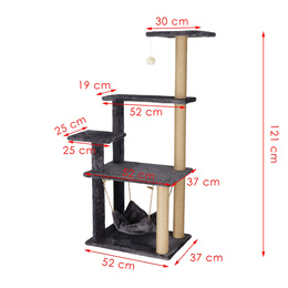 Drapak dla kota sizal 6-poziomowy słupek z zabawką 121 cm