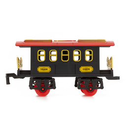 Pociąg z wagonami dla dzieci z mgiełką i dźwiękami, lokomotywa parowa z torami na baterie