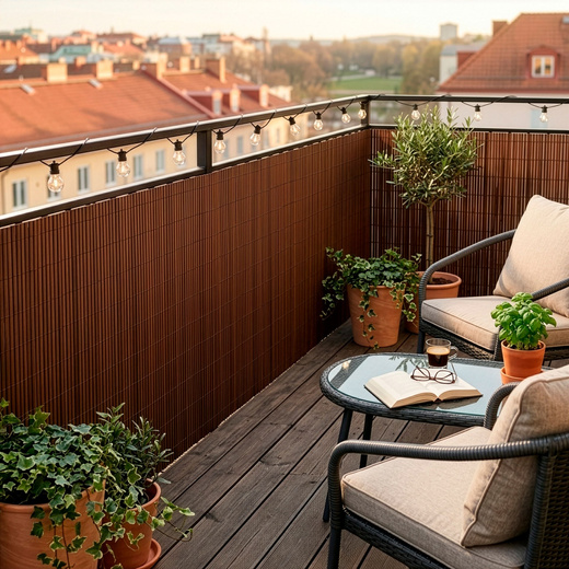 Osłona PVC maskująca na balkon, taras, ogrodzenie 500x120 cm brązowa