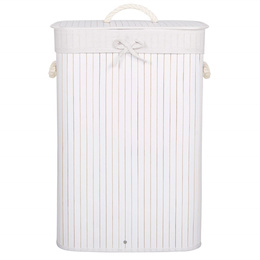 Pojemnik na pranie 72 L kosz z klapą bambus naturalny biały