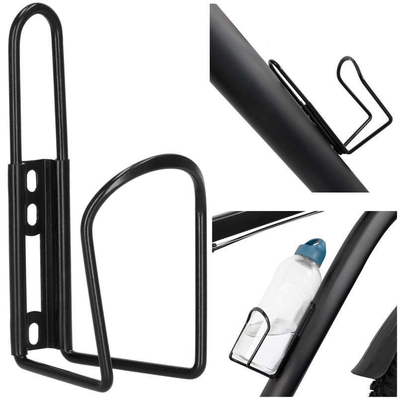 Uchwyt rowerowy na butelkę bidon koszyk na napój regulowany aluminiowy czarny