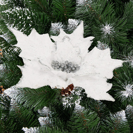 Gwiazda betlejemska, sztuczny kwiat, poinsecja biała z brokatem