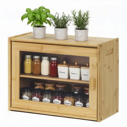 Chlebak zamykany, dwupoziomowy, pojemnik kuchenny do przechowywania pieczywa, bambusowy