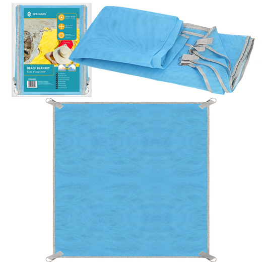 Koc plażowy sand free 200x200 cm mata plażowa dwuwarstwowa niebieska