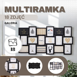 Ramka na zdjęcia 18 zdjęć multiramka 13x18 czarna