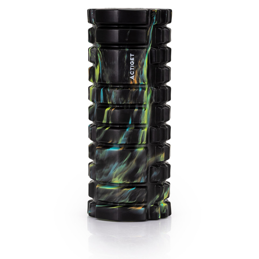 Wałek do masażu, średnio twardy, roller z wypustkami, czarny