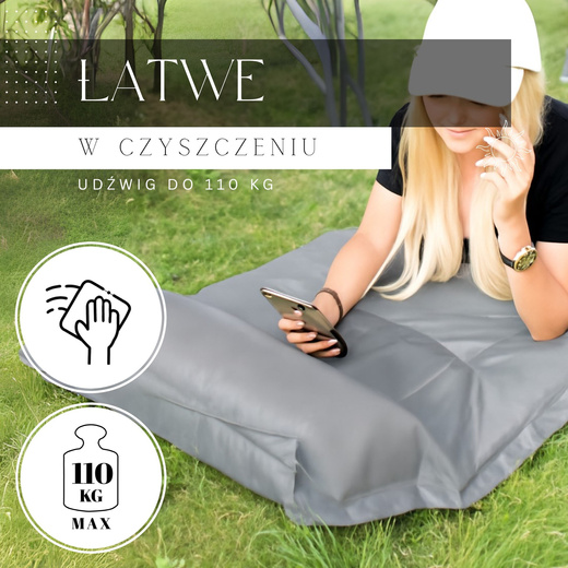 Mata samopompująca 193 cm turystyczna, biwakowa z poduszką i pokrowcem, szara