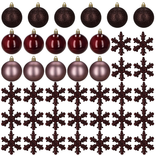 Bombki choinkowe 40 szt. zestaw dekoracji świątecznych, nietłukące, fioletowe