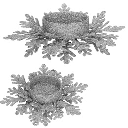 Świecznik świąteczny postawka na świeczkę brokatowa srebrna