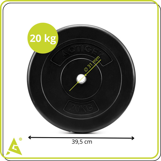 Obciążenie bitumiczne 20 kg talerz kompozytowy 31 mm krążek do sztangi hantli