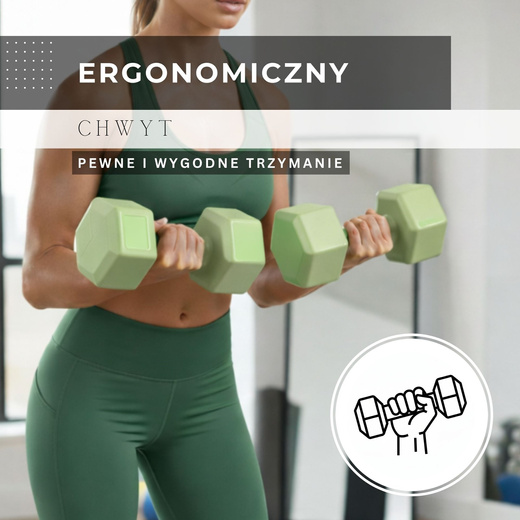 Ciężarki 2x1,5kg hexagonalne do ćwiczeń fitness hantle zestaw 2 szt. zielone