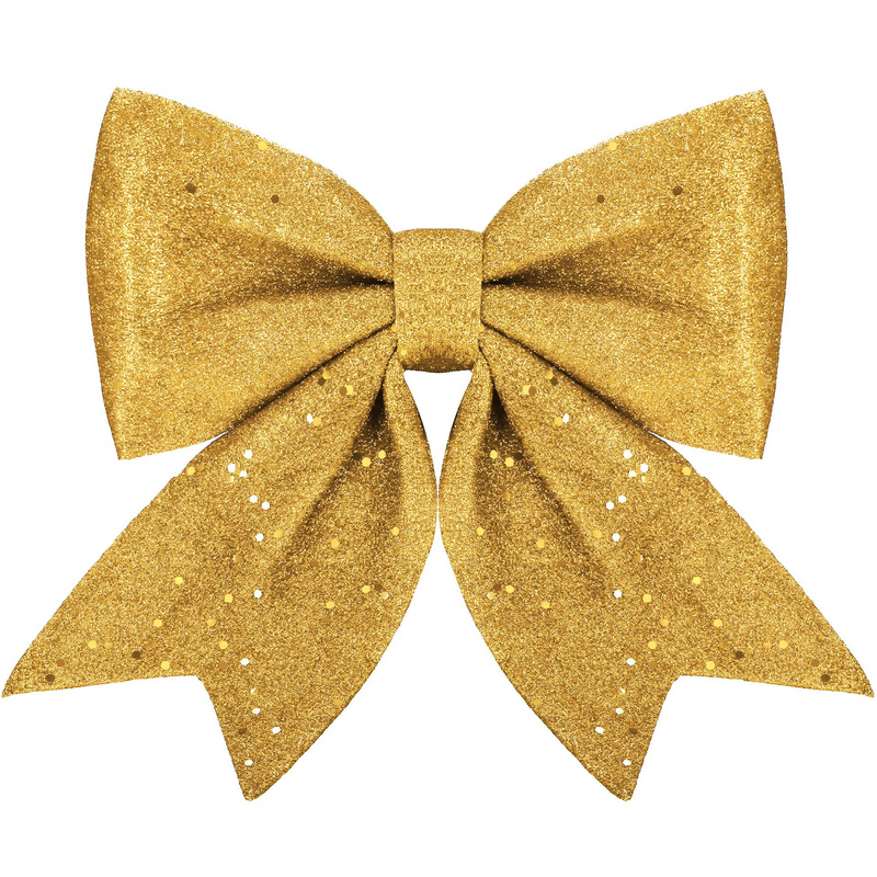 Kokardka świąteczna na choinkę 30 cm brokatowa zawieszka choinkowa złota