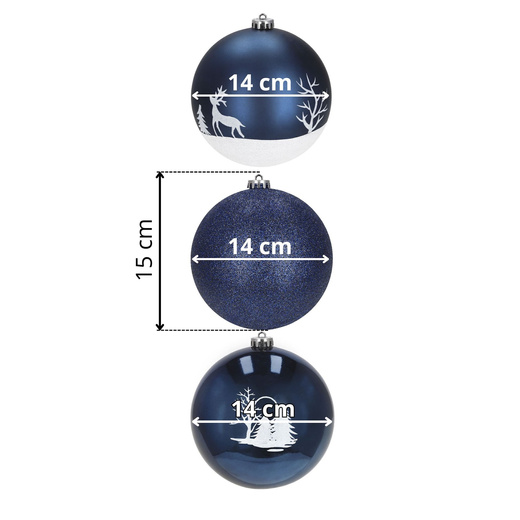 Bombki choinkowe 3 szt. duże ozdoby świąteczne 15 cm nietłukące niebieskie