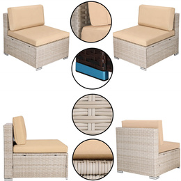 Meble ogrodowe zestaw modułowy technorattan stolik kawowy i 6 modułów beżowy