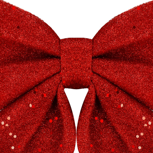 Kokardka świąteczna na choinkę 20 cm brokatowa zawieszka choinkowa czerwona