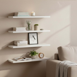 Półki ścienne 4 szt. na przyprawy, książki półki wiszące nowoczesne białe