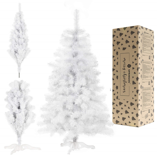 Choinka sztuczna 150 cm jodła biała nowoczesna jak żywa, ze stojakiem