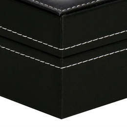 Szkatułka na zegarki 30x20x8 cm czarno-kremowa, ekoskóra organizer z 12 przegródkami