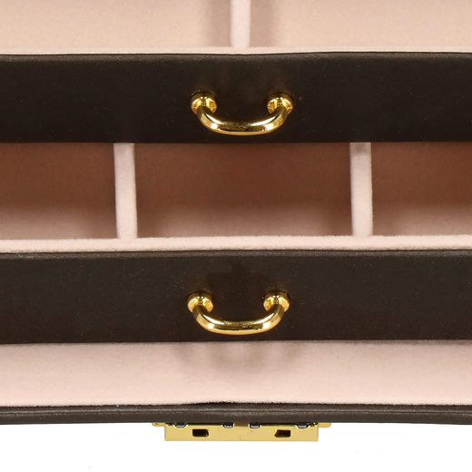 Szkatułka na biżuterię ekoskóra 17,5x14x12,5 cm brązowy organizer z przegródkami