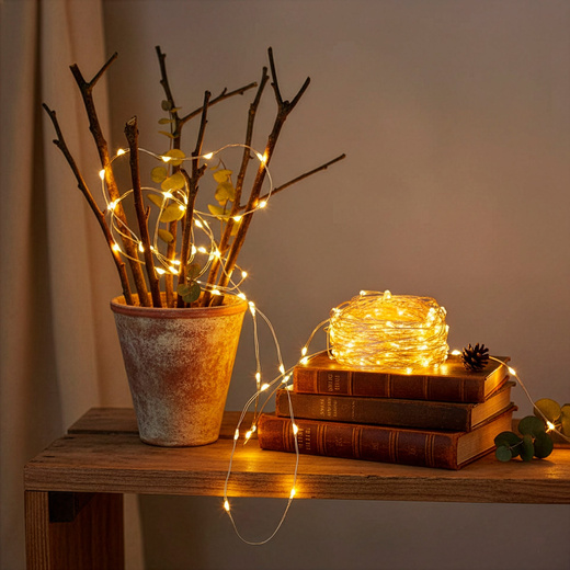 Lampki choinkowe 50 LED druciki mikro na baterie