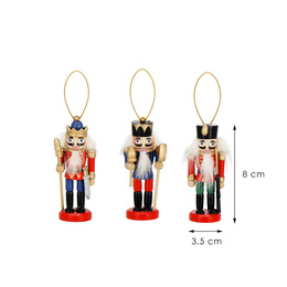 Zawieszki choinkowe 3 sztuki dziadek do orzechów drewniane ozdoby świateczne