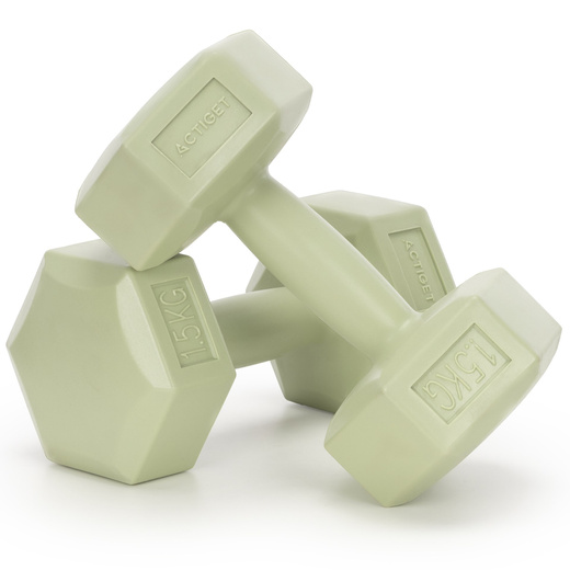Ciężarki 2x1,5kg hexagonalne do ćwiczeń fitness hantle zestaw 2 szt. zielone