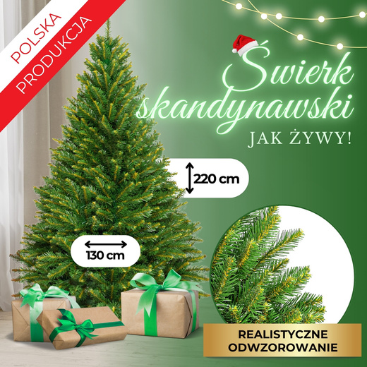 Choinka sztuczna 220 cm świerk skandynawski