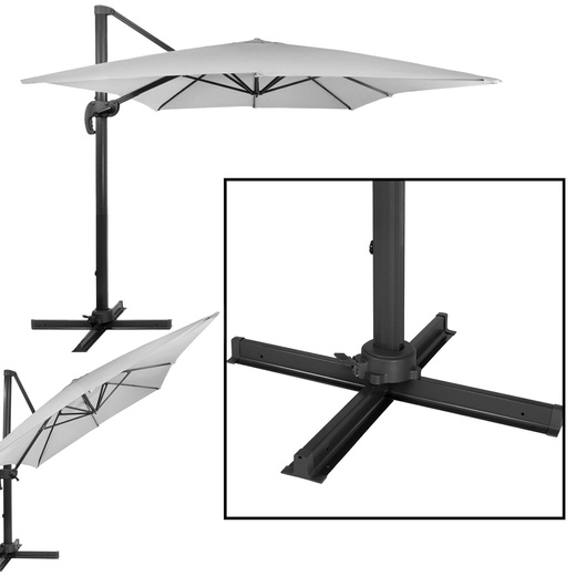 Parasol ogrodowy XXL na wysięgniku 500 cm z pokrowcem na balkon, taras jasnoszary