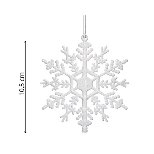 Zawieszka na choinkę śnieżynki 3 szt. ozdoba świąteczna 12 cm biały brokat