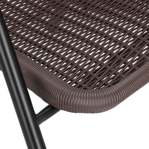 Meble ogrodowe metalowe 4 krzesła metalowe i stół szklany 120 x 70 cm czarno-brązowy