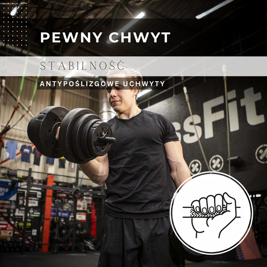 Hantle 2x10 kg do ćwiczeń regulowane 20 kg zestaw obciążeń gryf do treningu siłowego