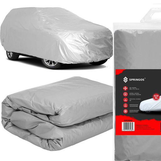 Pokrowiec na samochód 540x175x150cm wodoodporna plandeka na auto szara