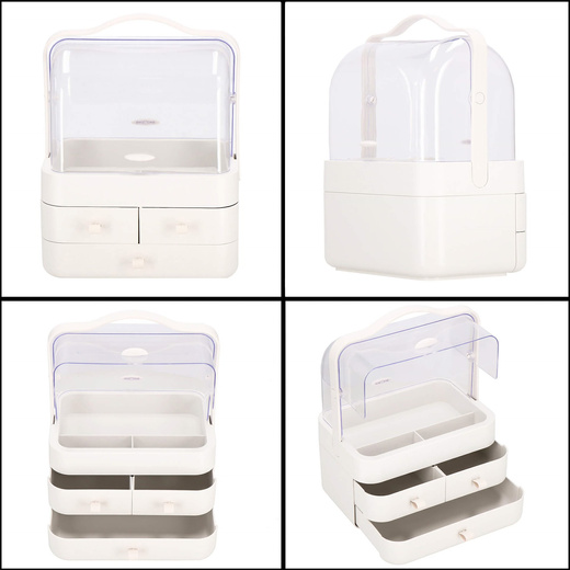 Organizer na kosmetyki 39,5x29,8x20,4cm mleczny pojemnik na biżuterię z przegródkami