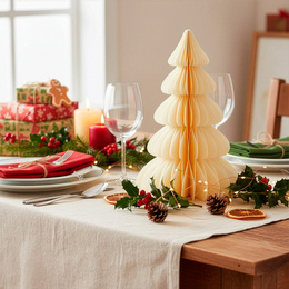 Papierowa choinka 18 cm ozdoba świąteczna dekoracja 3D z magnesem ecru