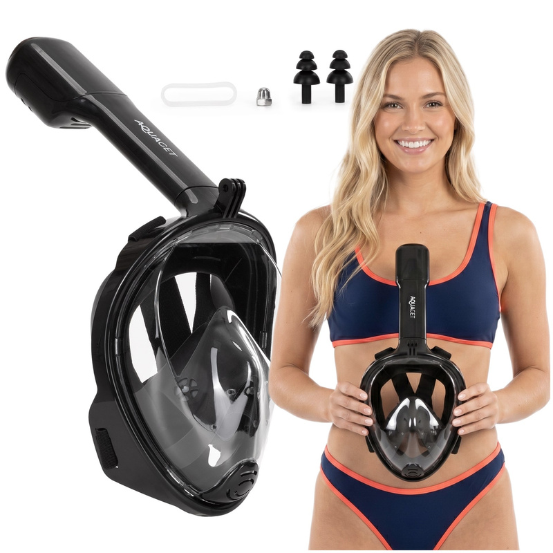 Maska do nurkowania L/XL pełnotwarzowa, z rurką, AntiFog, DryTop do snorkelingu regulowana