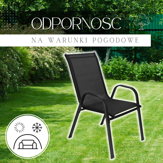 Meble ogrodowe metalowe zestaw dla 8 osób stół 150 cm i 8 krzeseł czarne