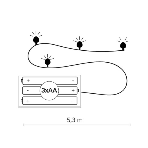 Lampki choinkowe 50 Led na baterie IP44 multikolor z programatorem